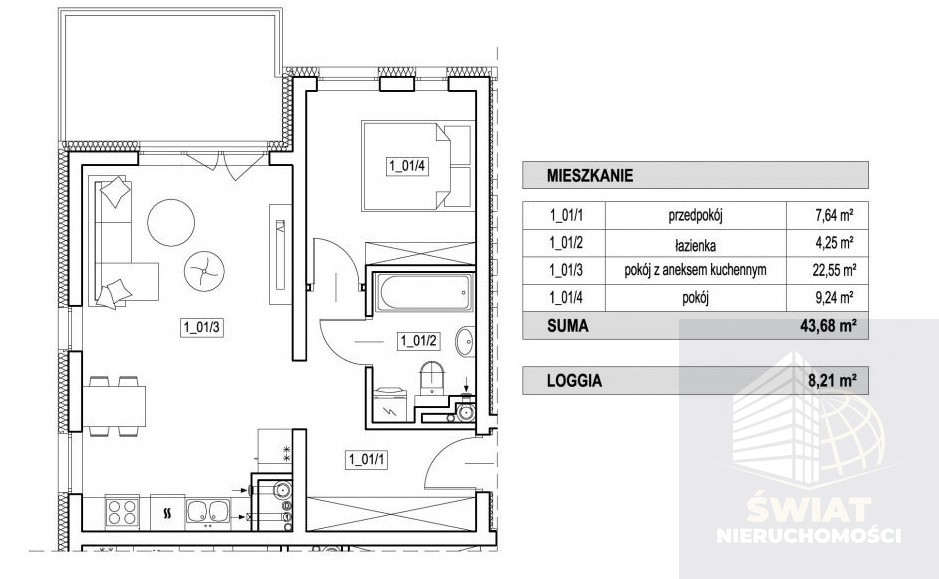43 m2 - I piętro - 2 pokoje - NOWE BUDOWNICTWO (2)
