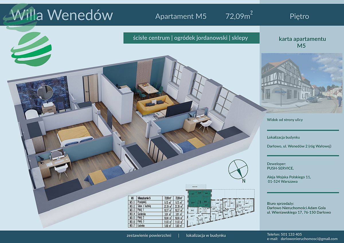 Mieszkanie, 4 pok., 72 m2, Darłowo Śródmieście (1)