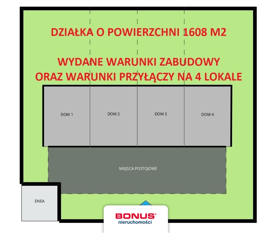 Działka z WZ + warunki przyłączy na 4 lokale !!! (1)