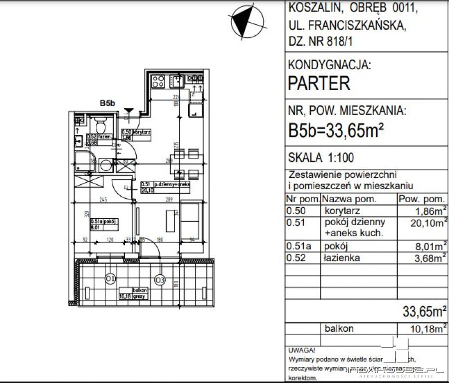 Mieszkanie, 2 pok., 34 m2, Koszalin  (2)