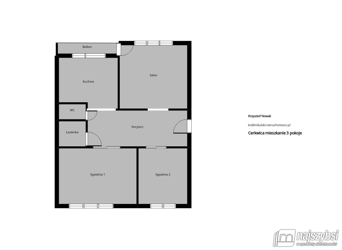Mieszkanie, 3 pok., 58 m2, Cerkwica  (21)