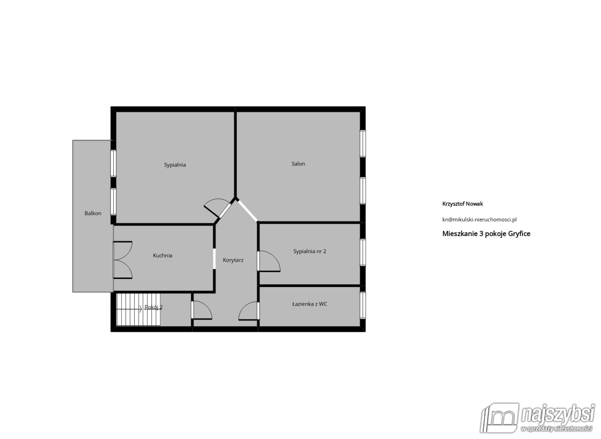 Mieszkanie, 3 pok., 70 m2, Gryfice  (15)