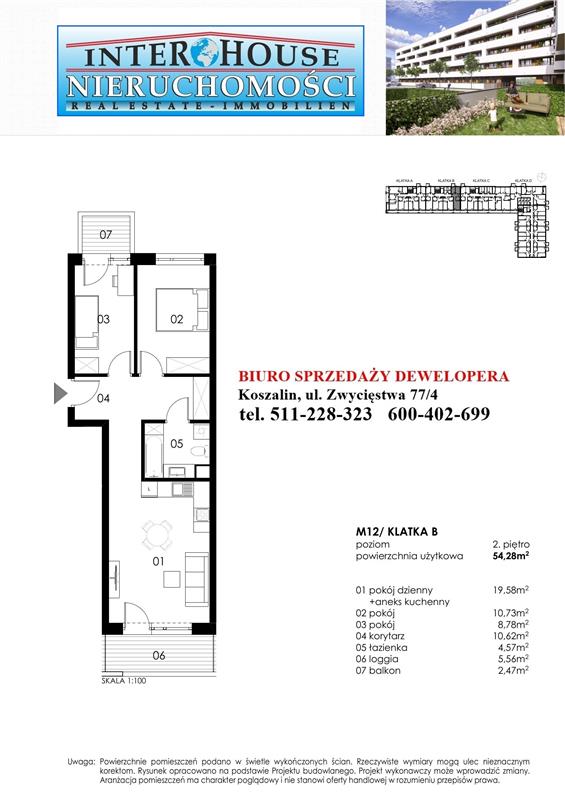 Mieszkanie, 3 pok., 54 m2, Koszalin Wenedów Przedszkole, Przystanek Autobusowy (2)