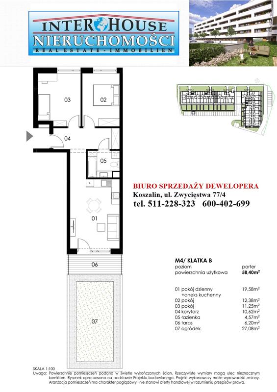 Mieszkanie, 3 pok., 58 m2, Koszalin Wenedów Przedszkole, Przystanek Autobusowy (2)