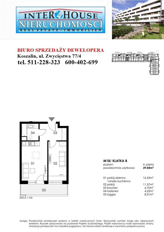 Mieszkanie, 2 pok., 39 m2, Koszalin Wenedów Przedszkole, Przystanek Autobusowy (2)
