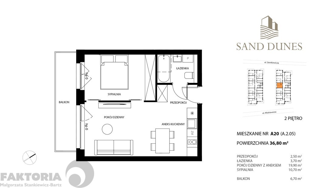 Apartament 2 pokojowy, balkon 6,7 m2, nad morzem. (2)