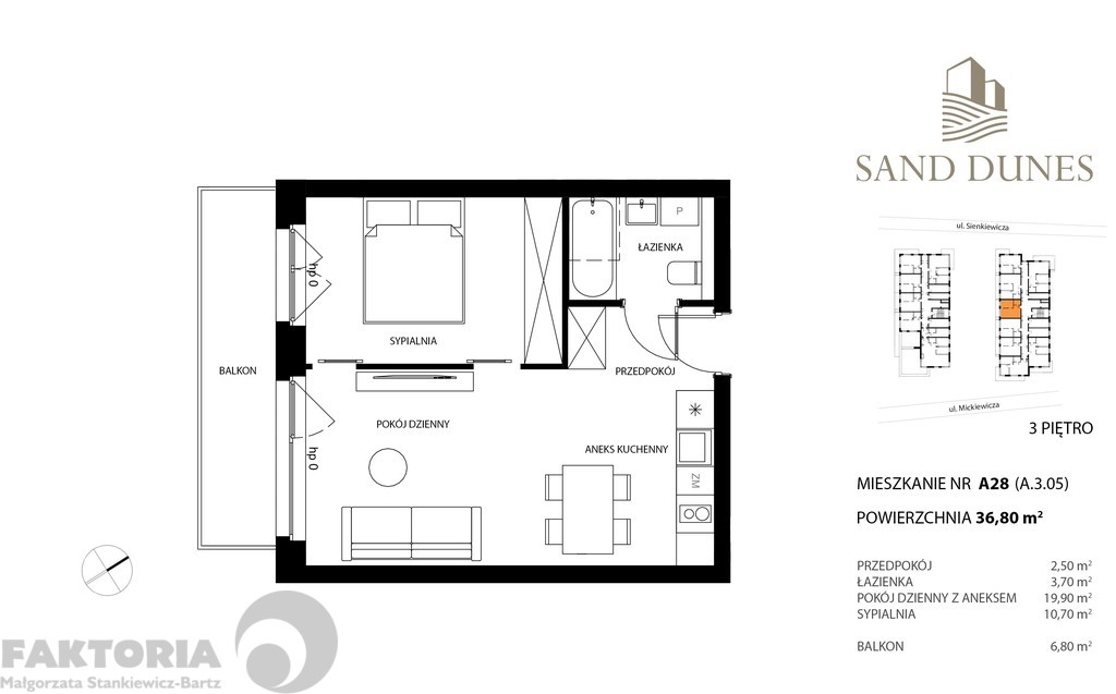 Apartament 2 pokojowy, III p. balkon nad morzem. (2)