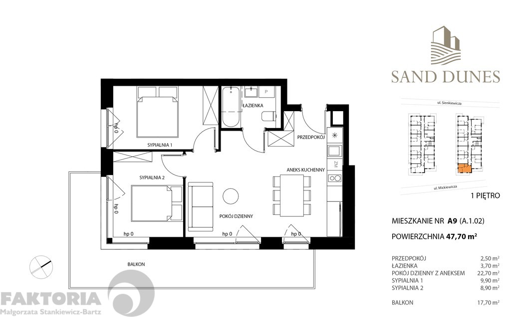 Apartament nad morzem 3 pokoje, balkon 17,7 m2 (2)