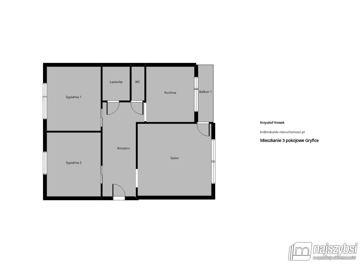 Mieszkanie, 3 pok., 58 m2, Gryfice Gryfice (20)
