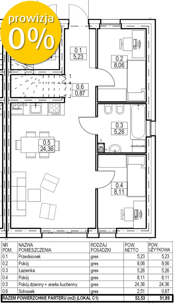 Prowizja 0% Mierzyn 3 pokojowe, ogród 50m2 (9)