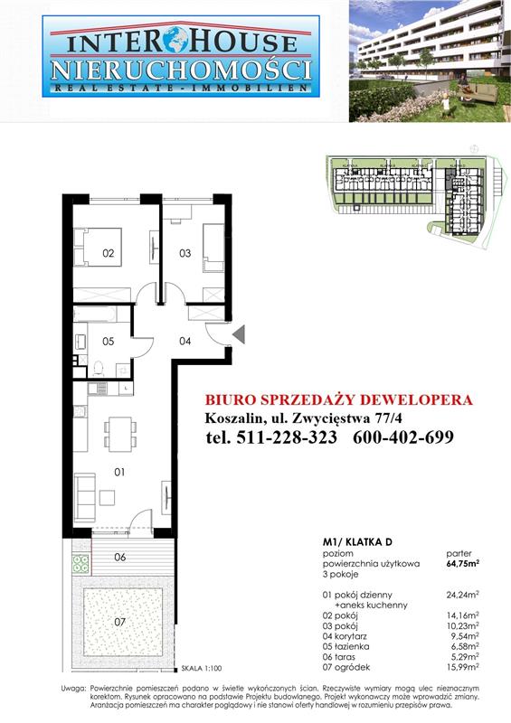 Mieszkanie, 3 pok., 65 m2, Koszalin Wenedów Przedszkole, Przystanek Autobusowy (2)