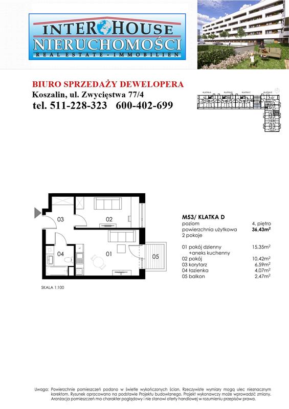 Mieszkanie, 2 pok., 36 m2, Koszalin Wenedów Przedszkole, Przystanek Autobusowy (2)