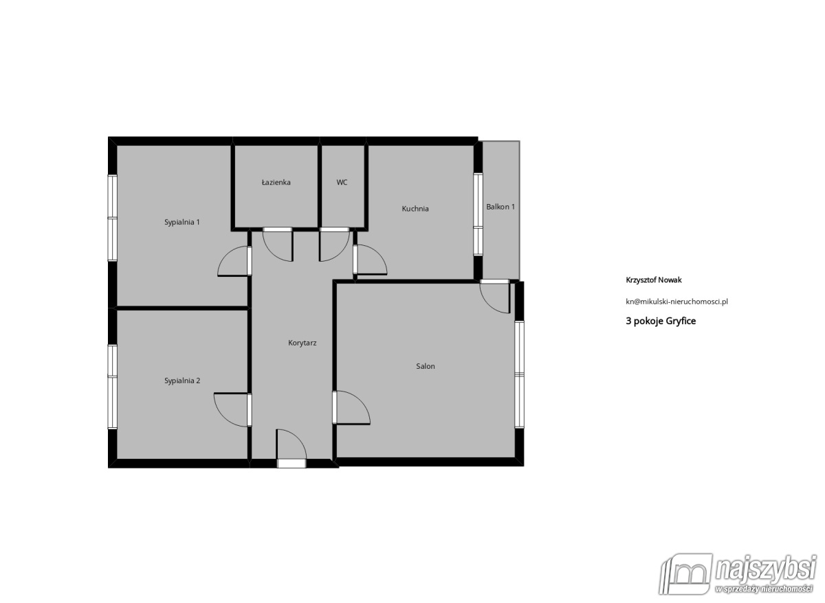 Mieszkanie, 3 pok., 58 m2, Gryfice Gryfice (17)