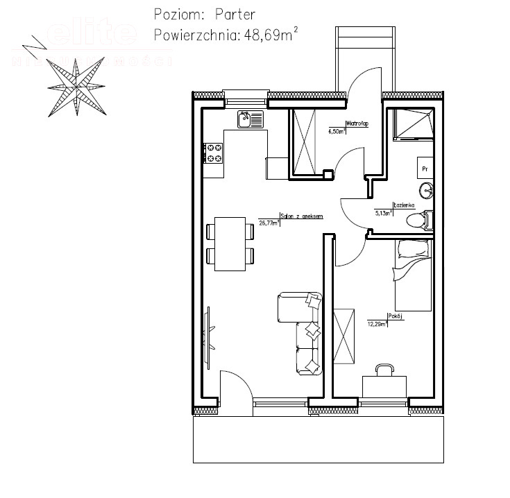 Drawsko Pomorskie 2 p 48,69m2 parter balkon garaż! (3)