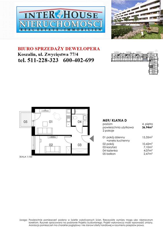 Mieszkanie, 2 pok., 37 m2, Koszalin Wenedów Przedszkole, Przystanek Autobusowy (2)