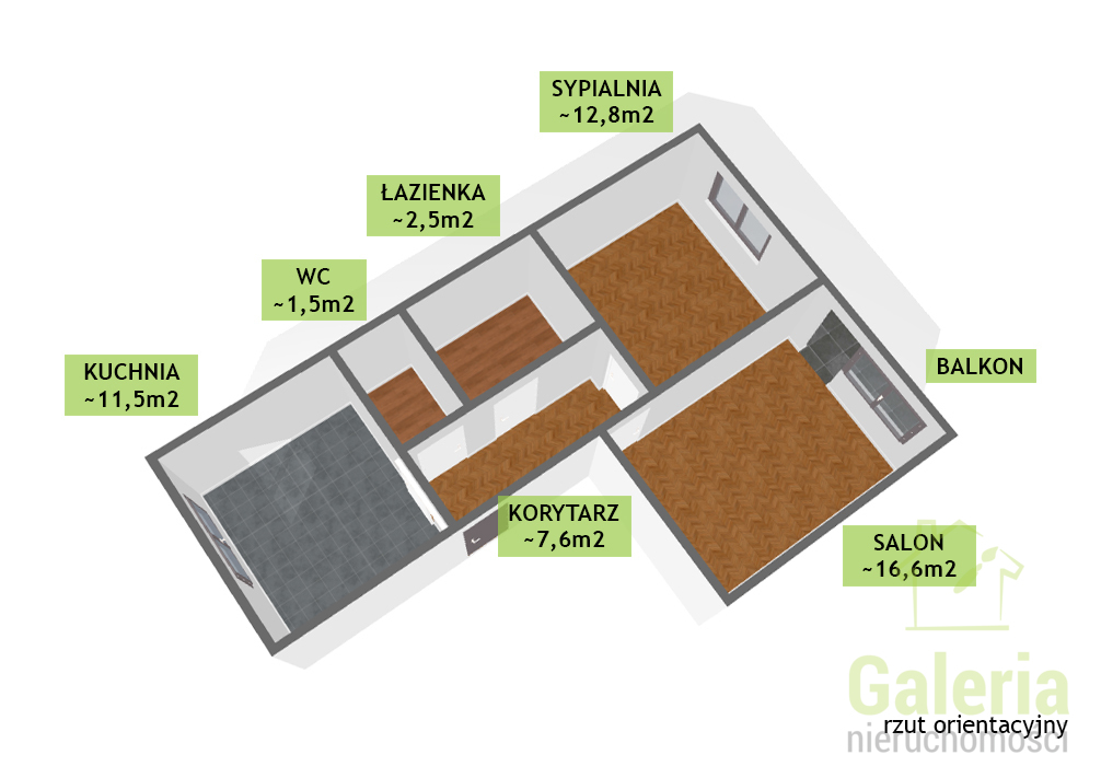 Mieszkanie 52,5m2 | 2 pokoje z balkonem | Podjuchy (15)