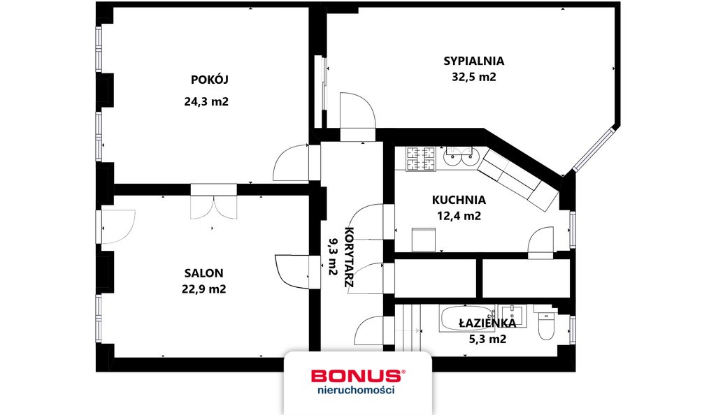 Trzy pokoje na pierwszym piętrze w centrum miasta (3)