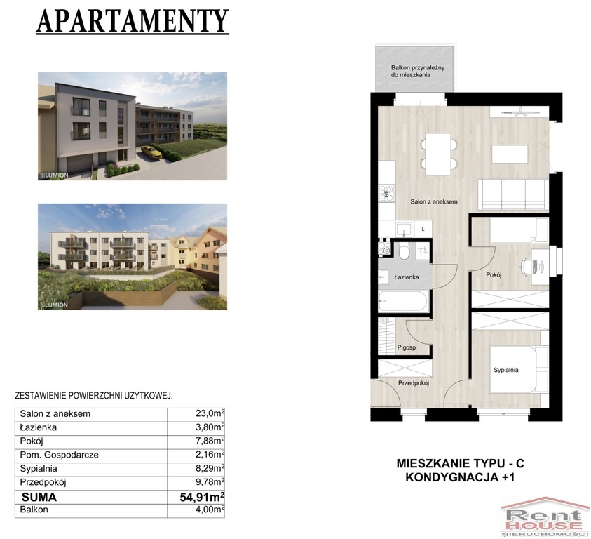 Nowe, 3 pokojowe mieszkanie, balkon, Warszewo (2)