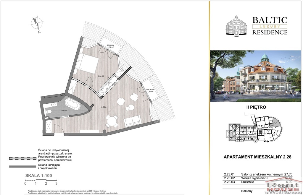 Apartament, 2 pokoje, 2 balkony, (1)