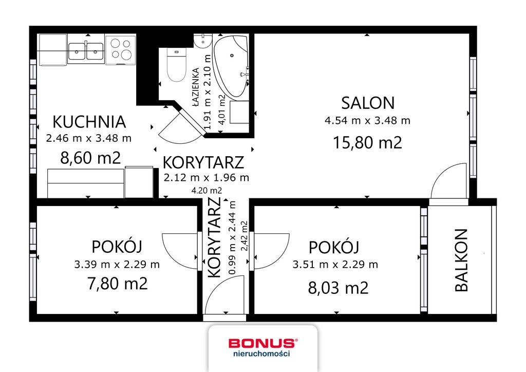 Mieszkanie, 3 pok., 49 m2, Nowogard  (13)