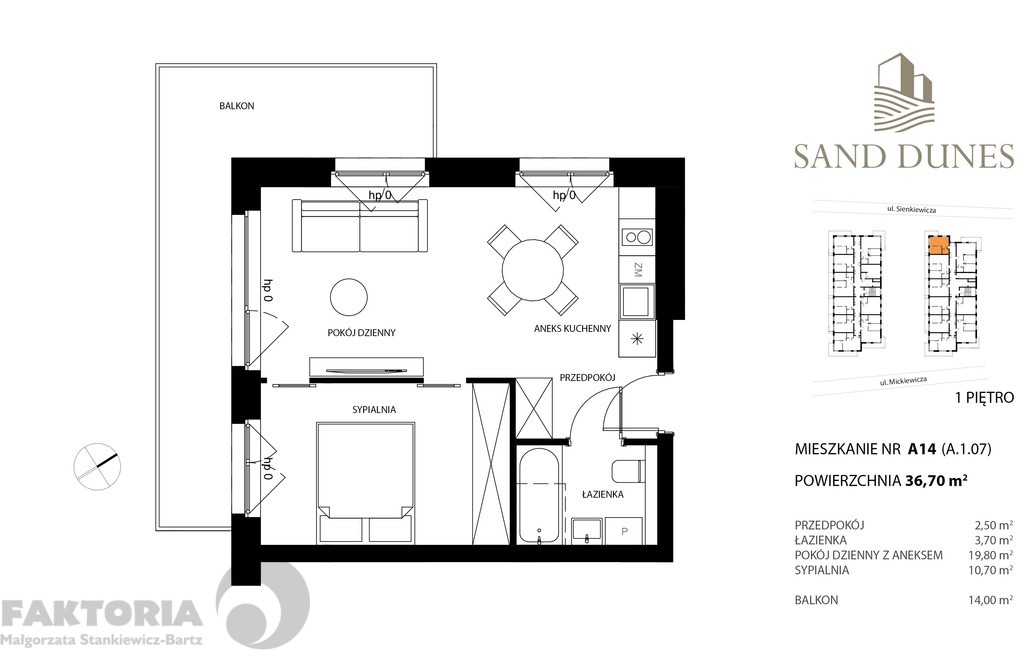 Apartament 2 pokoje, balkon 14 m2, widok na morze (2)