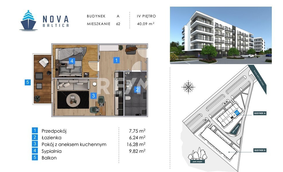 Mieszkanie NOVA BALTICA w KOŁOBRZEGU, 2 pokoje A62 (1)