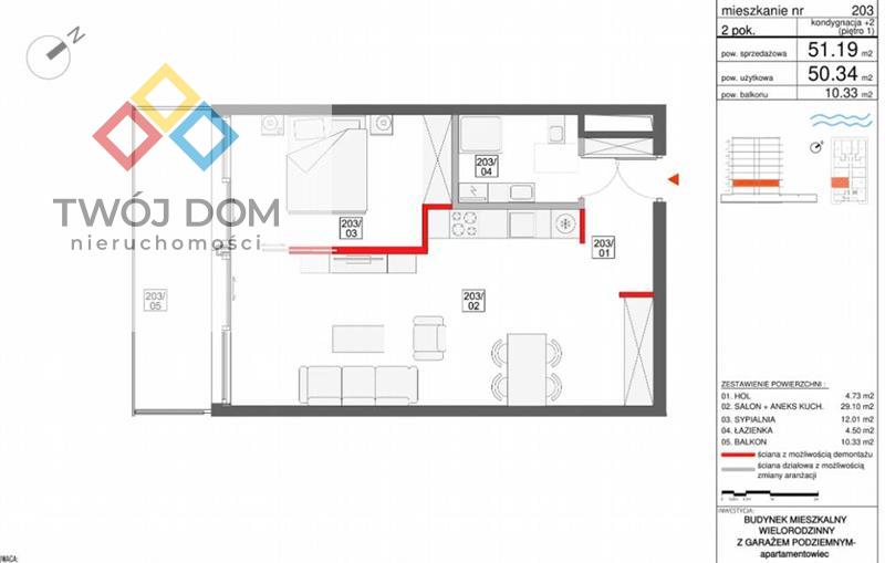 Apartament przy plaży, 51 m2, 5 piętro, Darłówko. (4)