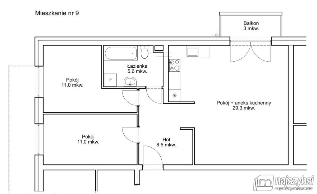 Goleniów - 3 pokoje stan deweloperski 65,4 m2 (14)